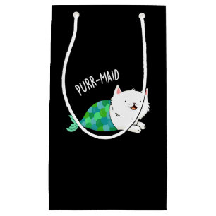 Gesponnen grappige Kitty Cat Mermaid Pun Dark BG Klein Cadeauzakje