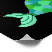 Gesponnen grappige Kitty Cat Mermaid Pun Dark BG Poster (Hoek)