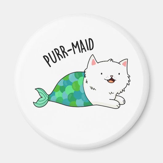 Gesponnen grappige Kitty Cat Mermaid Pun Magneet (Voorkant)