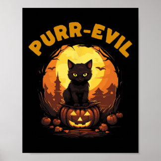 Gesponnen-kwaadaardige Haunted Cat Halloween Poster