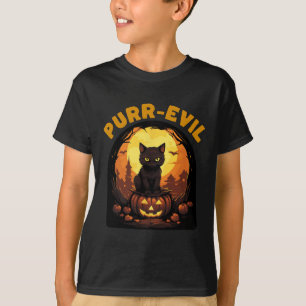 Gesponnen-kwaadaardige Haunted Cat Halloween T-shirt