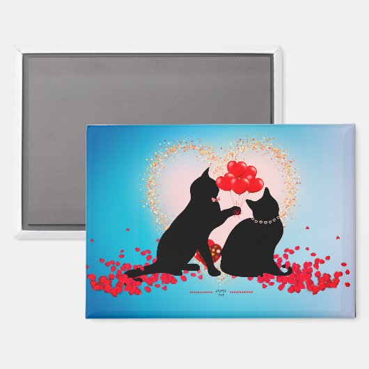 Gesponnen Liefde - Kat Valentijn Ballonnen - Cadea Magneet (Voorkant / Achterkant)