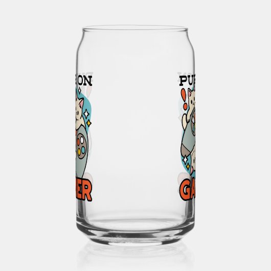 Gesponnen op Gamer - Schattige Cat Gaming Design Blikvorm Glas (Rechts)