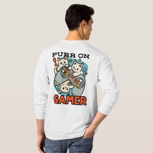Gesponnen op Gamer - Schattige Cat Gaming Design T-shirt (Achterkant volledig)