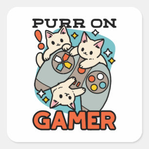 Gesponnen op Gamer - Schattige Cat Gaming Design Vierkante Sticker