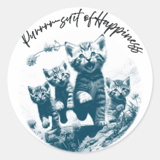 Gesponnen-pak van Happiness, Kitten Style Ronde Sticker