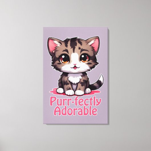 Gesponnen-perfect Schattig Chibi Kawaii Kitten in Canvas Afdruk (Voorkant)