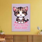 Gesponnen-perfect Schattig Chibi Kawaii Kitten in  Canvas Afdruk (Insitu (Woonkamer))