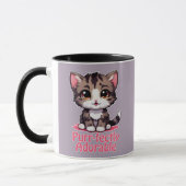 Gesponnen-perfect Schattig Chibi Kawaii Kitten in  Mok (Links)