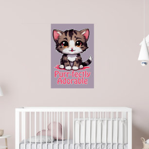 Gesponnen-perfect Schattig Chibi Kawaii Kitten in  Poster