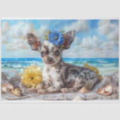 Gespot Chihuahua Beach Bliss Decoupage Tissuepapier (Voorkant)