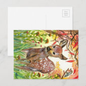 Gespot hert en kleine vogel briefkaart (Voorkant / Achterkant)