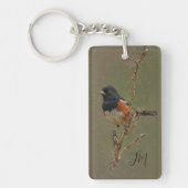Gespot Towhee Vogel Schilderen Custom Initialen Sleutelhanger (Voorkant)