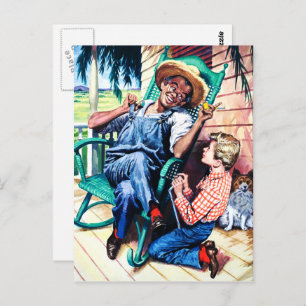 Gesprek met papa  kunst briefkaart