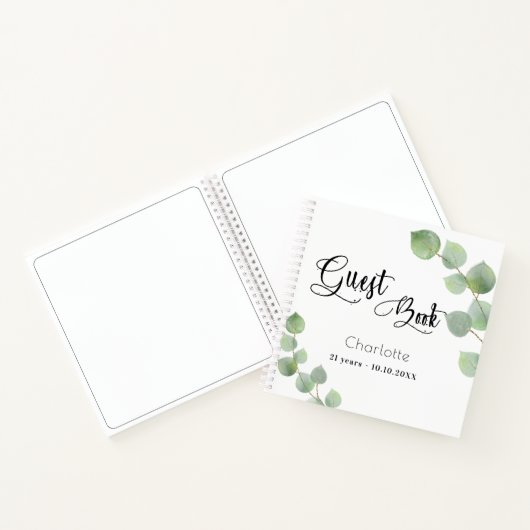 Gesprek op bezoekersboek Eucalyptus greenery scrip Notitieboek (Binnen)