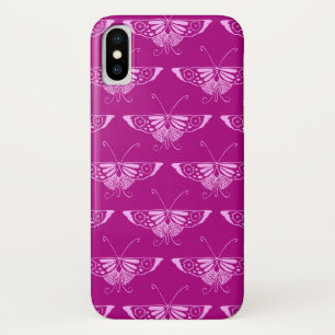 Gestandaardiseerde Deco-vlinder - magenta en roze iPhone X Hoesje