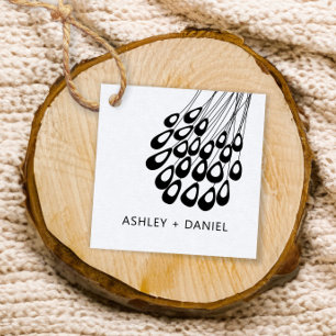 Gestandaardiseerde peacock Feather Modern Wedding Bedankjes Labels