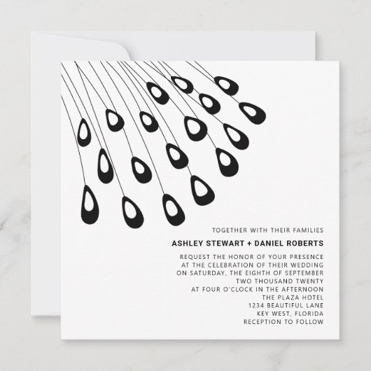 Gestandaardiseerde peacock Feathers Modern Wedding Kaart (Voorkant)