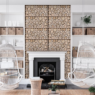 Gestapeld houten log rackpatroon behang