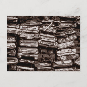 Gestapelde auto's, 1973 briefkaart