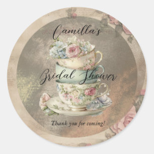 Gestapelde bloemencups Ephemera Vrijgezellenfeest Ronde Sticker