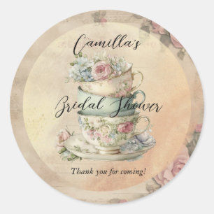 Gestapelde Bloemenschoteltjes Bruiloftsshower Ronde Sticker
