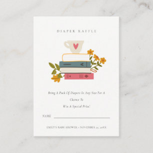 Gestapelde boeken, Baby shower met turnpapier Informatiekaartje