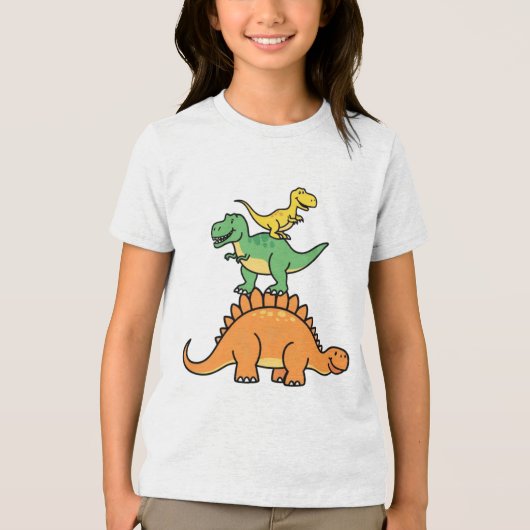 Gestapelde Cartoon Dinosaurs Kinder T-shirt (Voorkant)
