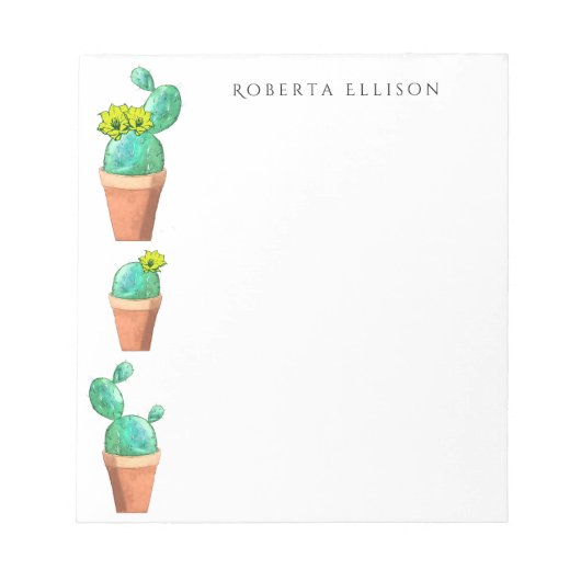 Gestapelde, geel cactus gele bloemen Aangepast Notitieblok (Voorkant)