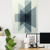 Gestapelde Illusies: Monochromatische Geometrische Poster (Thuiskantoor)