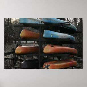 Gestapelde Kayaks Foto Poster