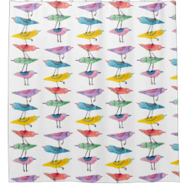 Gestapelde kleurrijke vogel douchegordijn