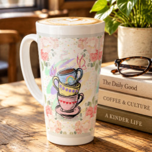 Gestapelde koffiekopjes Hoge Latte-mok Latte Mok