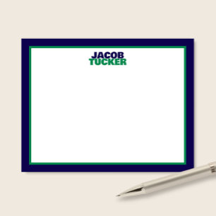 Gestapelde naam Navy groene rand Preppy briefpapie Notitiekaartje