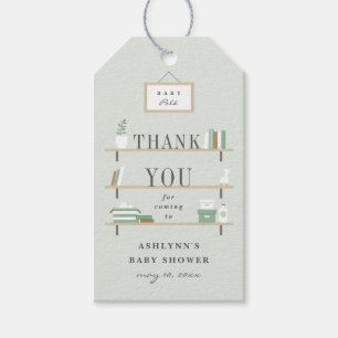 Gestapelde Planken baby shower bedank kaartje, Cadeaulabel
