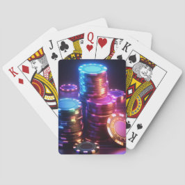 Gestapelde poker chips speelkaarten