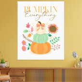 Gestapelde pompoenen herfst bladeren herfst boho b canvas afdruk (Insitu (Woonkamer))