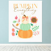 Gestapelde pompoenen herfst bladeren herfst boho b canvas afdruk (Insitu (Houten vloer))