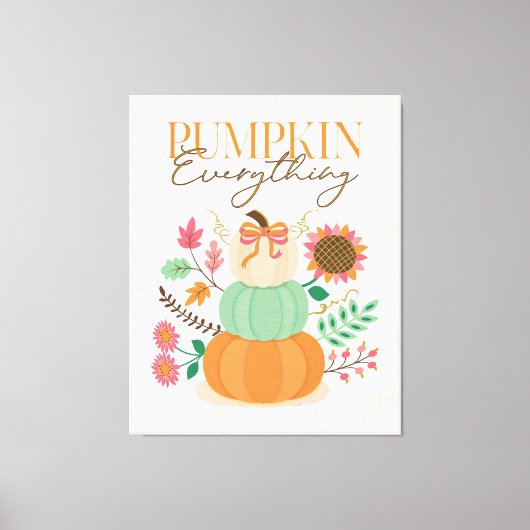 Gestapelde pompoenen herfst bladeren herfst boho b canvas afdruk (Voorkant)