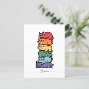 Gestapelde regenboogkatten - LGBTQ Pride Celebrati Briefkaart