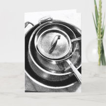 Gestapelde Sauté Pannen Lege Wenskaart
