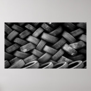 Gestapelde tapijten van rubber poster