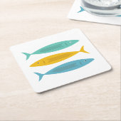 Gestapelde vis vierkante kartonnen onderzetter (Schuin)