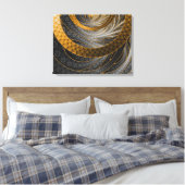 Gestapte Drakenschalen van Zwart, Goud, en Geel Canvas Afdruk (Insitu (Slaapkamer))
