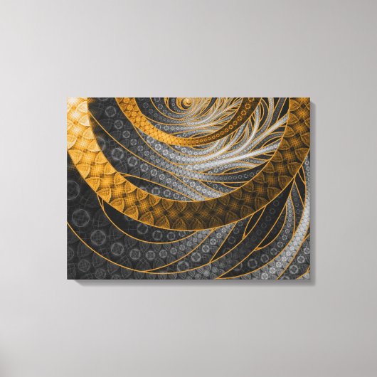 Gestapte Drakenschalen van Zwart, Goud, en Geel Canvas Afdruk (Voorkant)