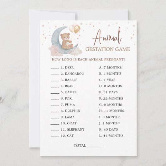 Gestation animale au-dessus de la carte de Baby sh (Devant)