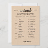 Gestation animale avec réponse Carte Baby shower (Devant)