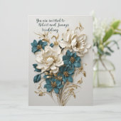 Gestegen bloemenbruiloft kaart (Staand voorkant)
