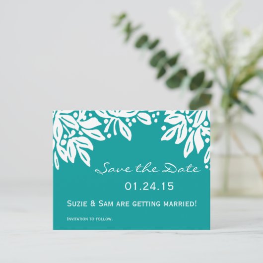 Gestempeld Bloem Bruiloftspatroon Aankondigingskaart (Staand voorkant)