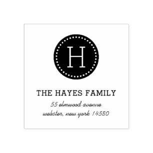 Gestempeld Familie Monogram Adres Stempel